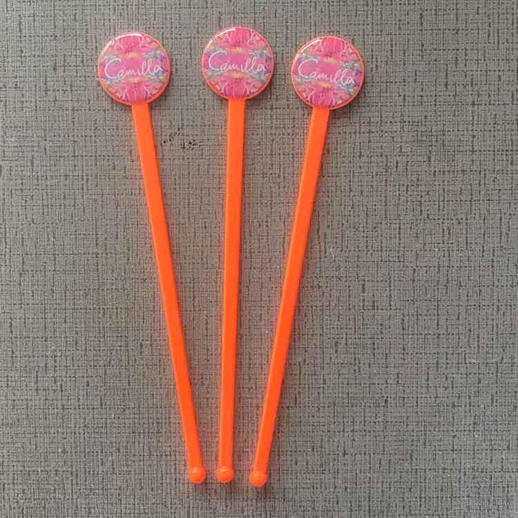 custom orange drink stirrers
